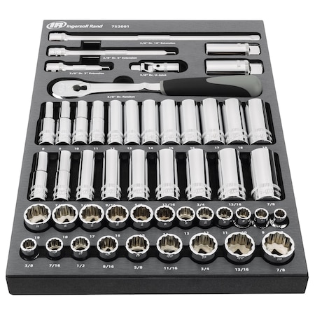 Ingersoll-Rand 49 Piece 3/8 Inch Drive SAE/Metric Master Socket and Accessory Set 752001